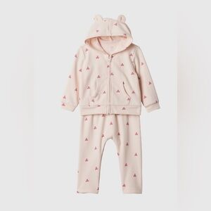 Baby Gap milkshake, pink teddy bear sweatsuit set 3-6months NWOT